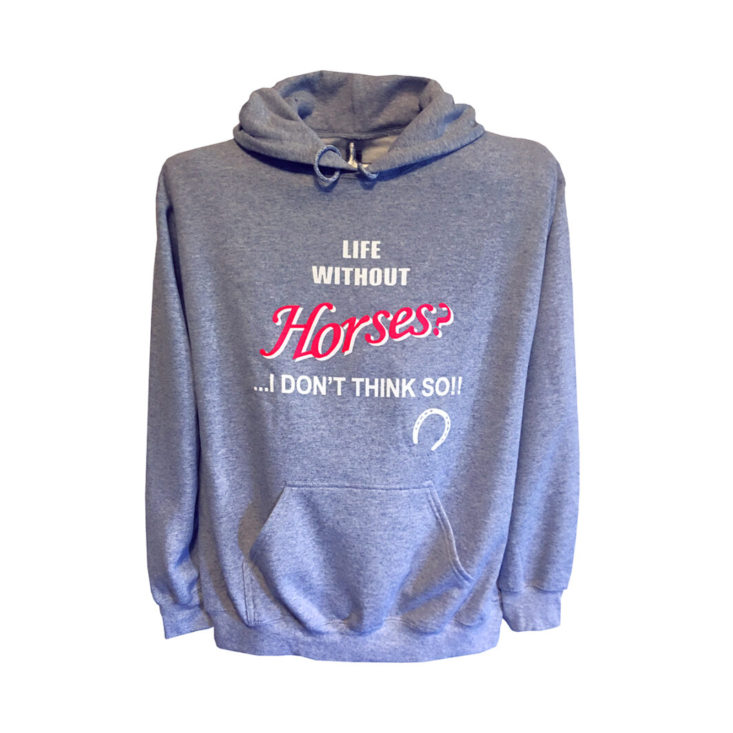 Life Without Horses Hoodie Grey Front 2023